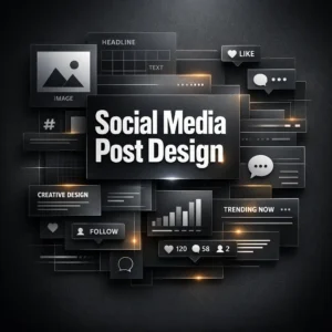 Professional social media post designs displayed on a phone for Instagram, Facebook, and LinkedIn